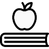 Icon of a book with apple on top